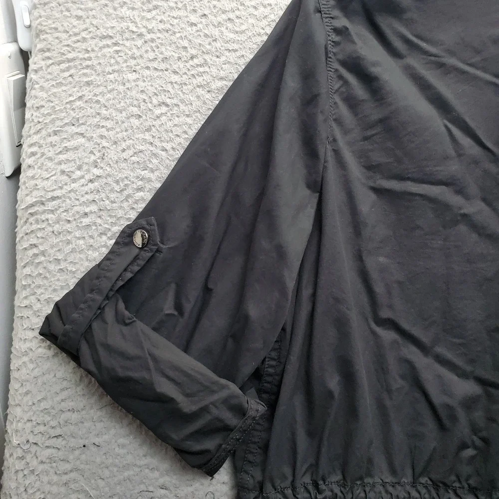 Michael Kors Anorak Rain Jacket Womens 2X Black Utility Hooded Snap Inside Zip